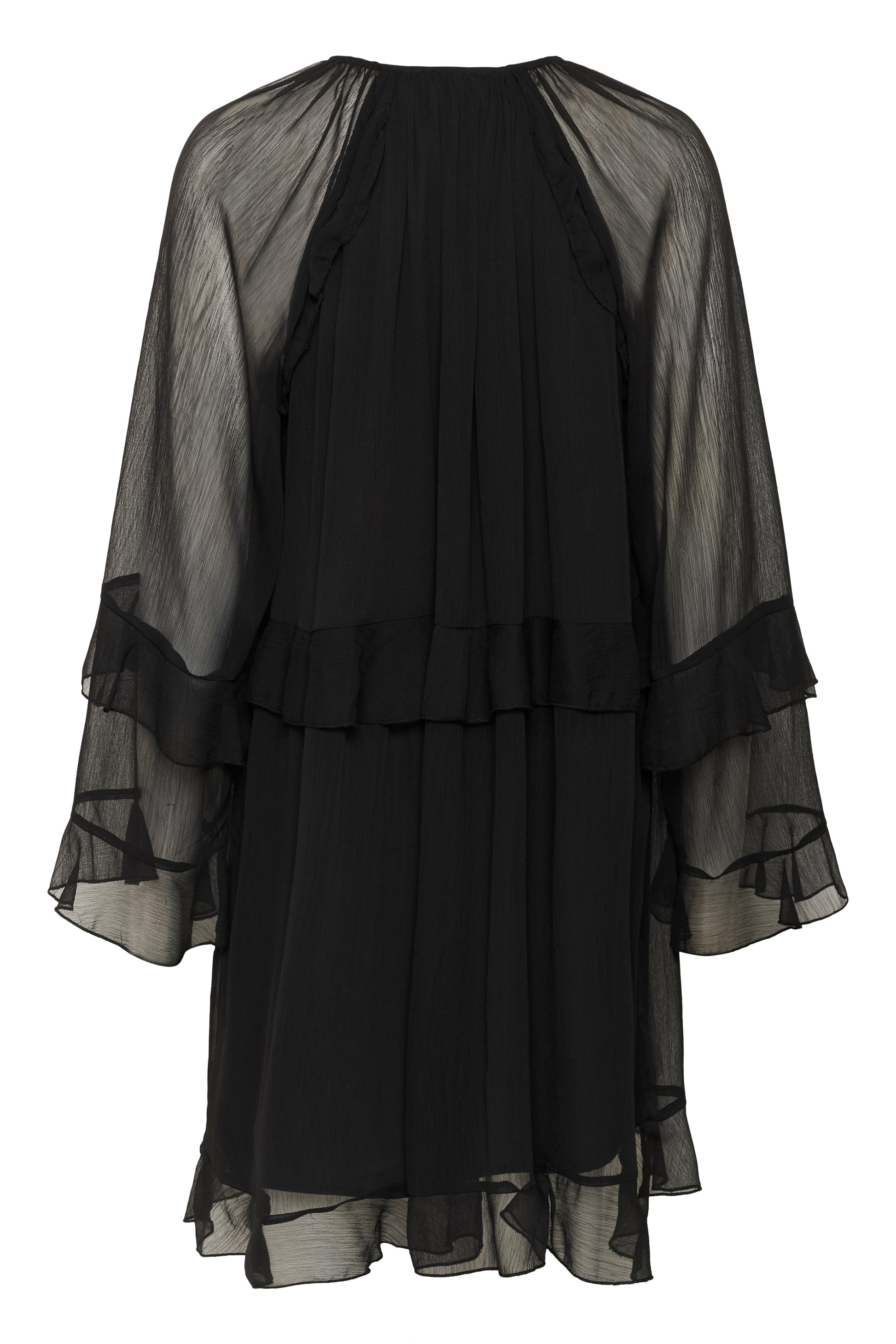 The Soaked in Luxury Harietta knee length floaty chiffon dress with long sleeves 