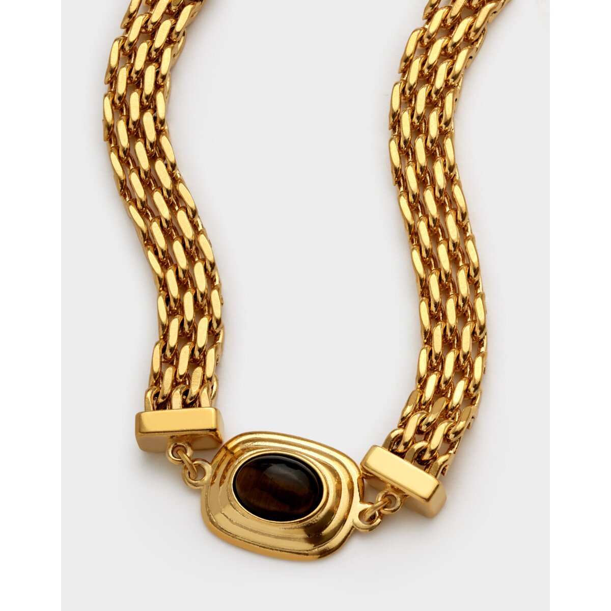 Katie Loxton Tiger's Eye Waterproof Gold Button Bracelet