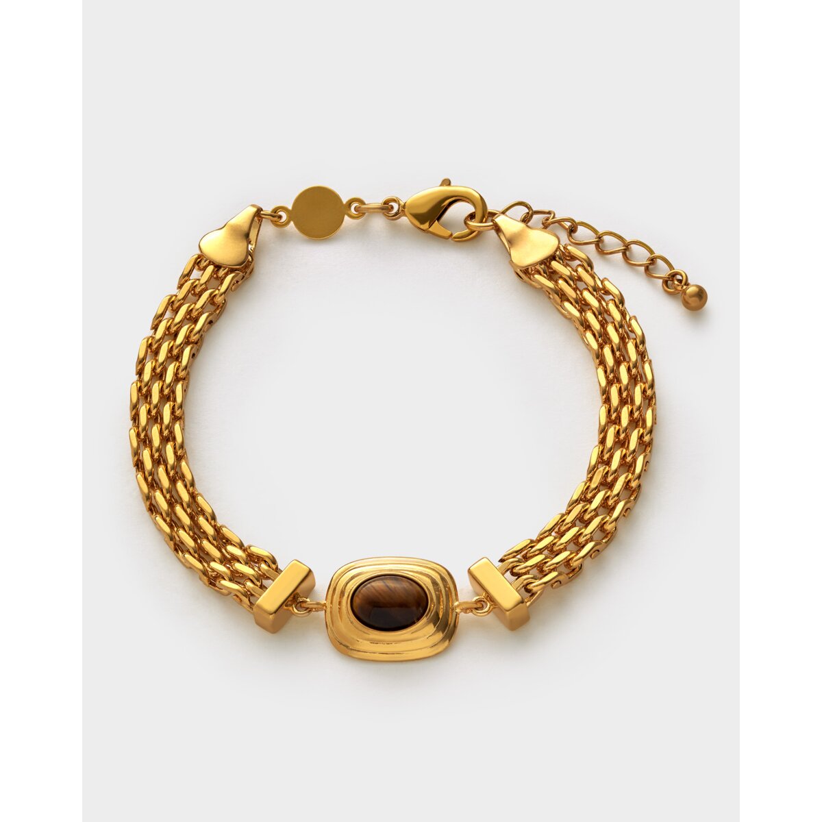 Katie Loxton Tiger's Eye Waterproof Gold Button Bracelet