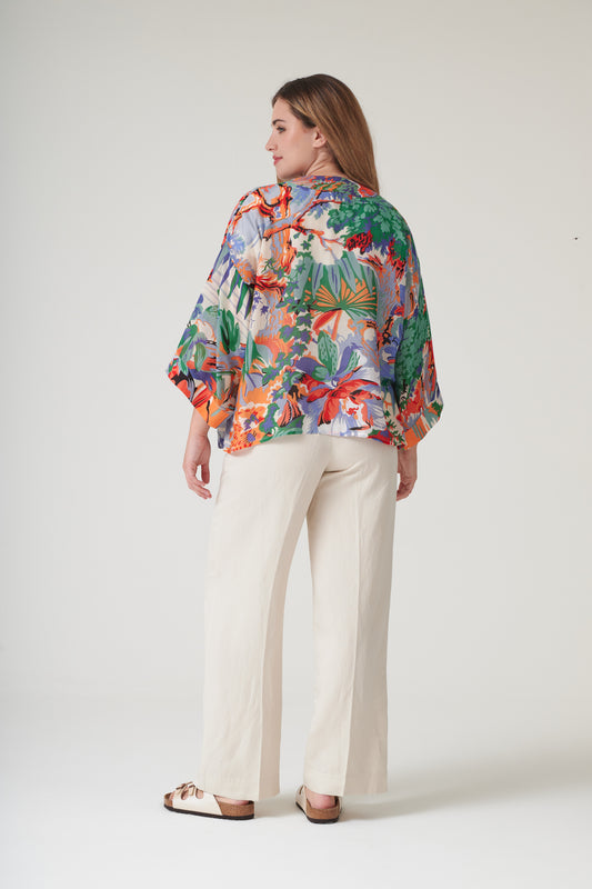 One Hundred Stars Tropicana blue kimono