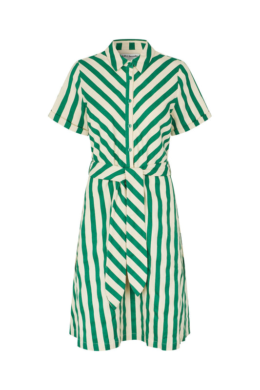 Lollys Laundry Knee Length Tulle Dress in Green Stripe