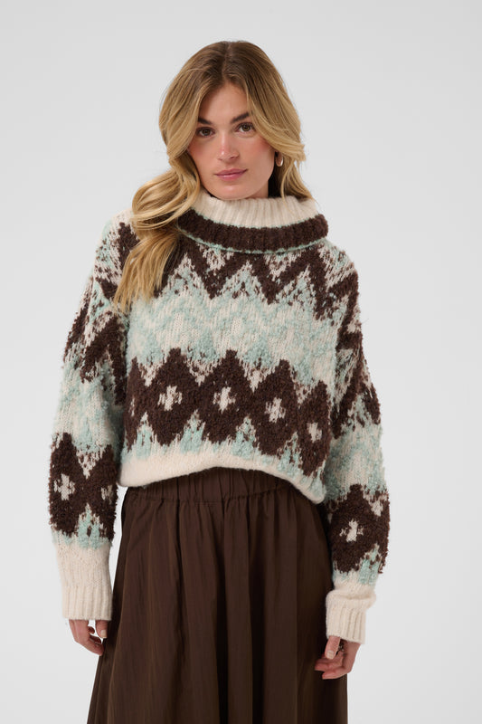 Saint Tropez Tuska Pullover in Ice with soft fluffy Nordic-inspired knit and cosy roll neck