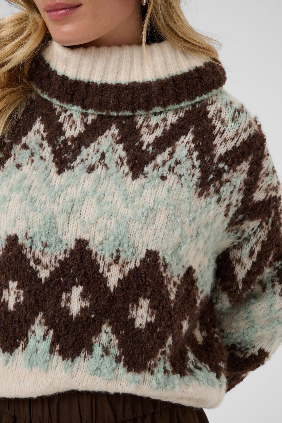 Saint Tropez Tuska Pullover in Ice with soft fluffy Nordic-inspired knit and cosy roll neck