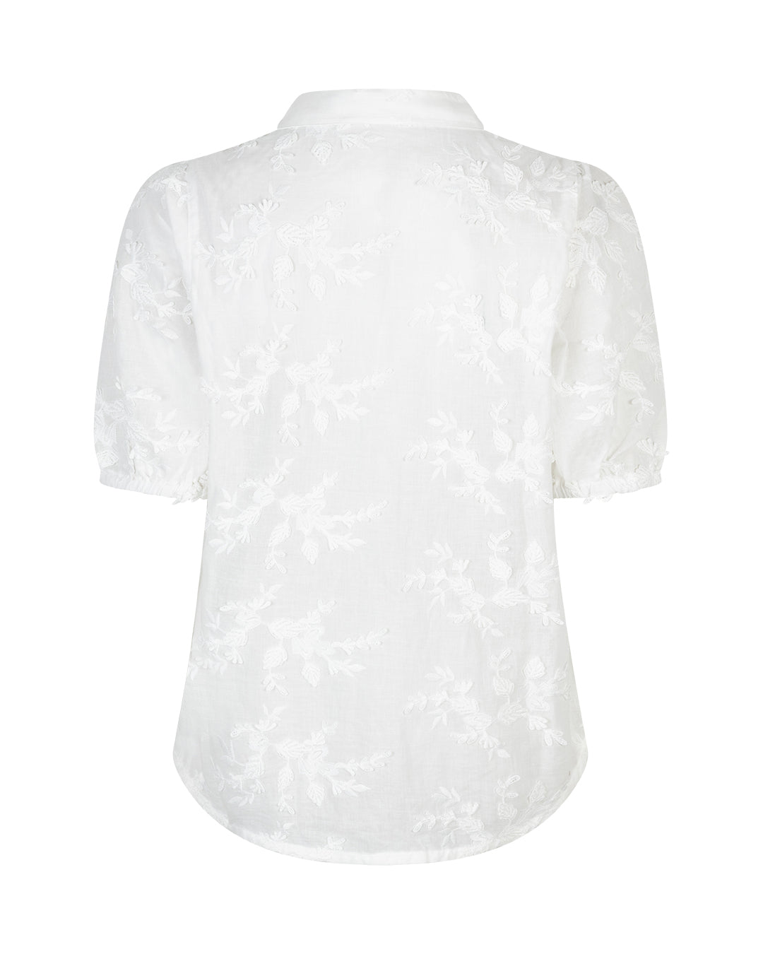 Red Button embroidered flower blouse in white