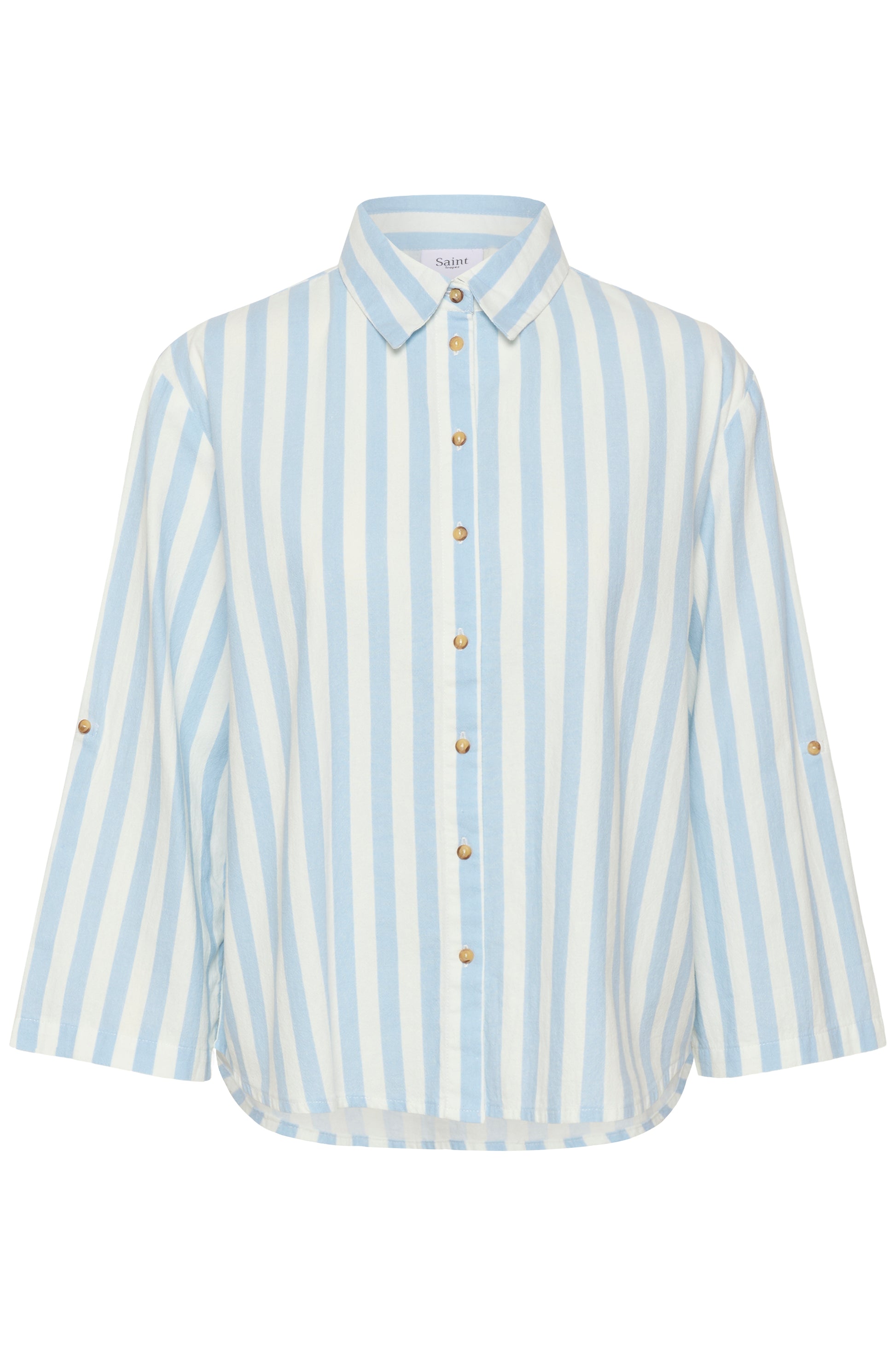Zalinda Blue striped shirt with roll up sleeves