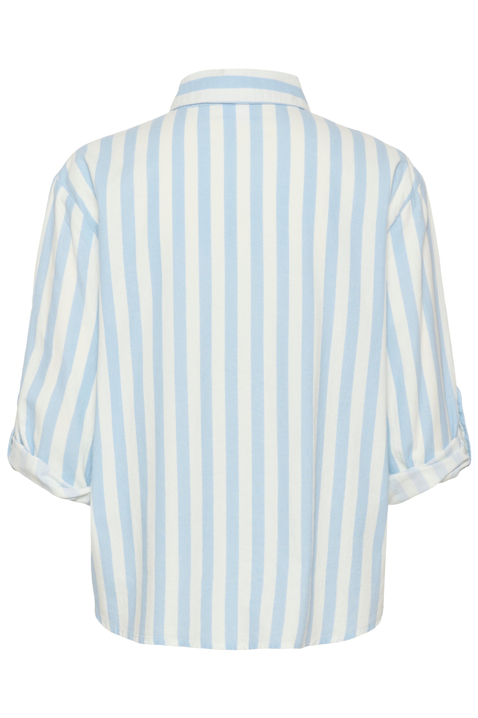 Zalinda Blue striped shirt with roll up sleeves