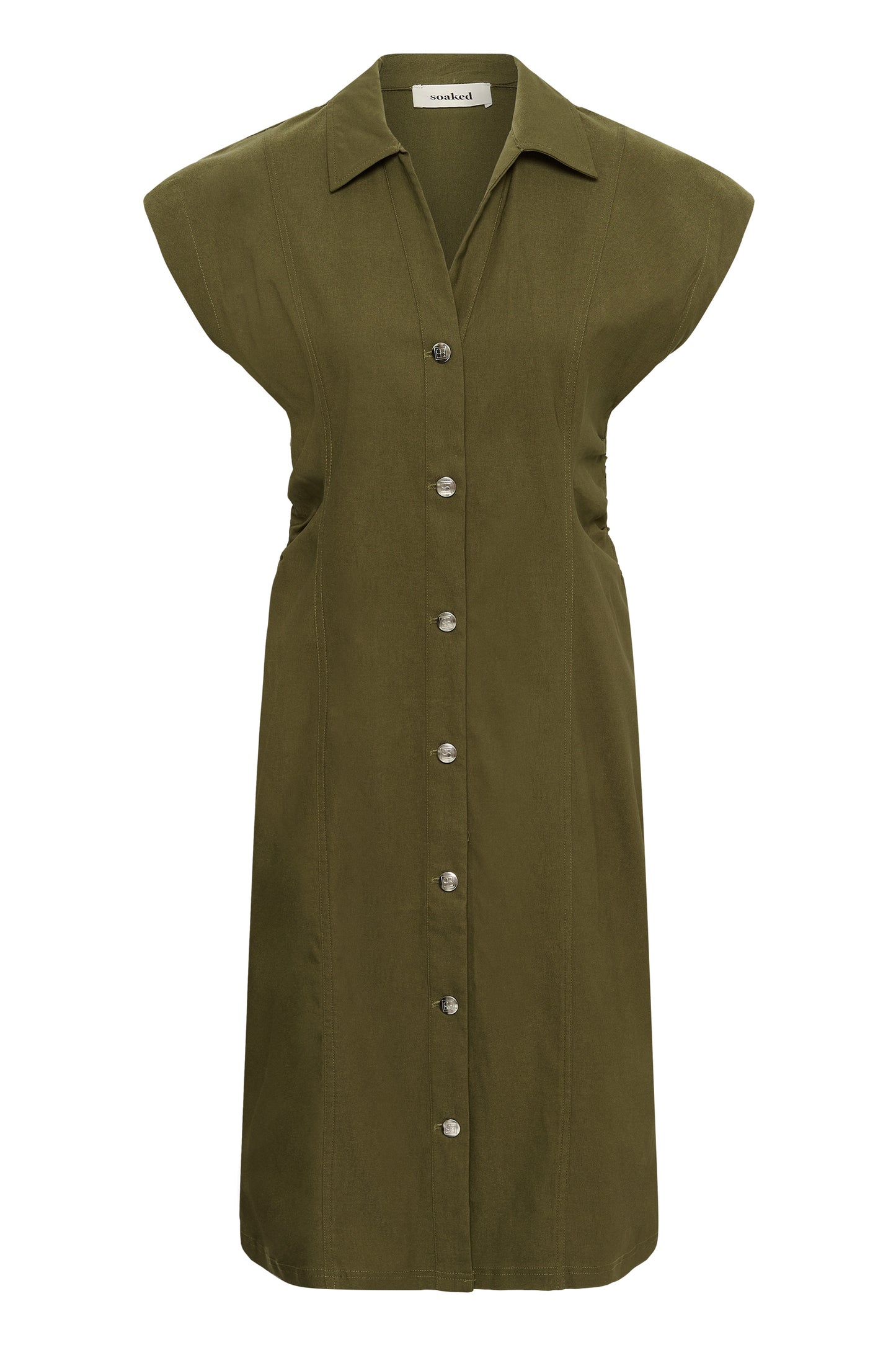 Soaked in Luxury Short sleeve shirt dress in Beech