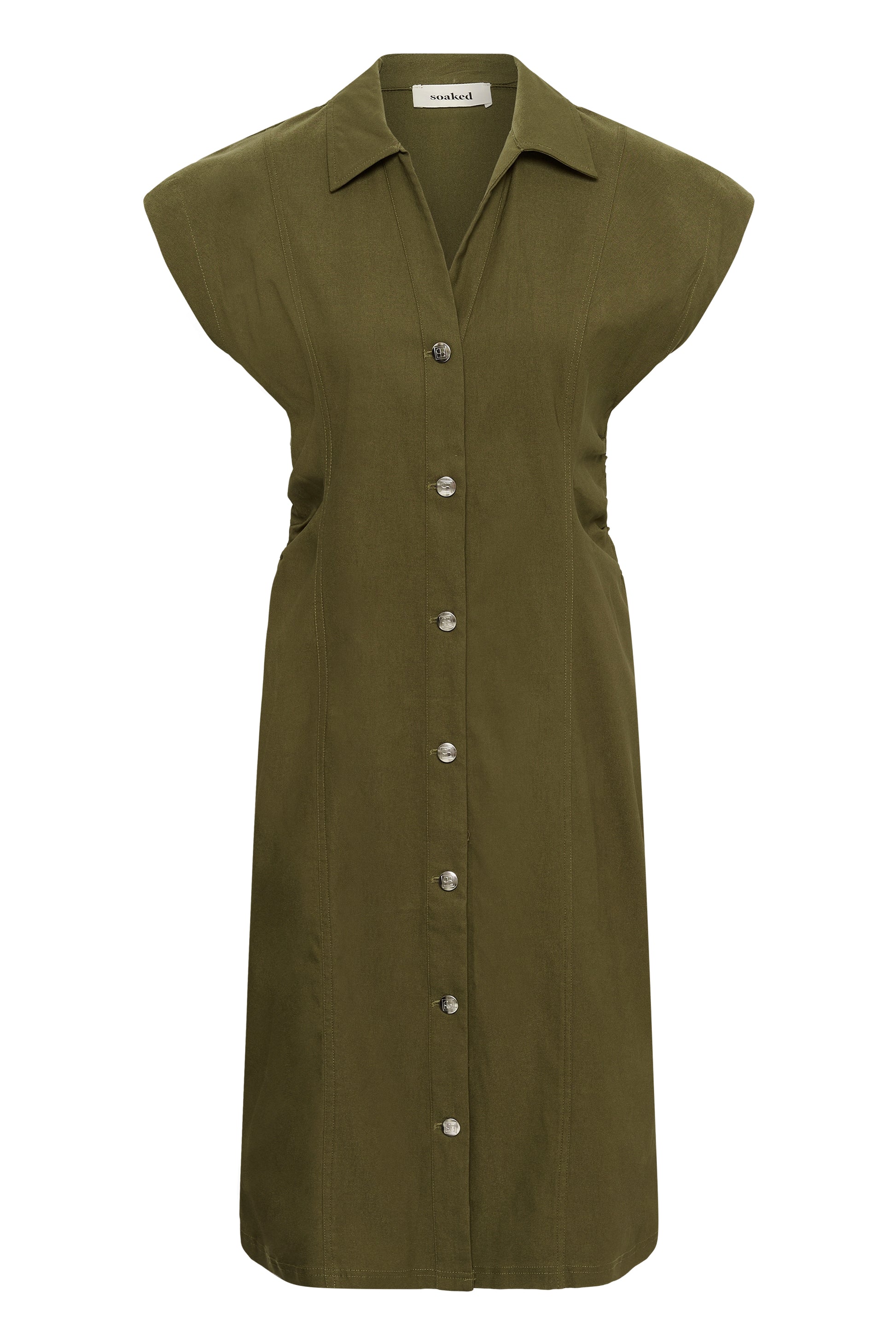Soaked in Luxury Short sleeve shirt dress in Beech
