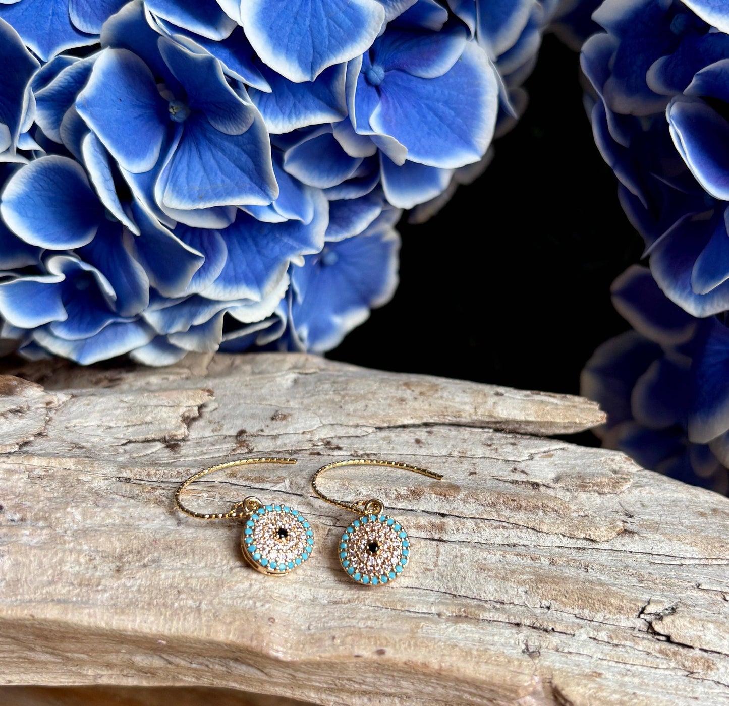 Ocean Ripples 14ct Gold Plated Celestial Eye Drop Earrings