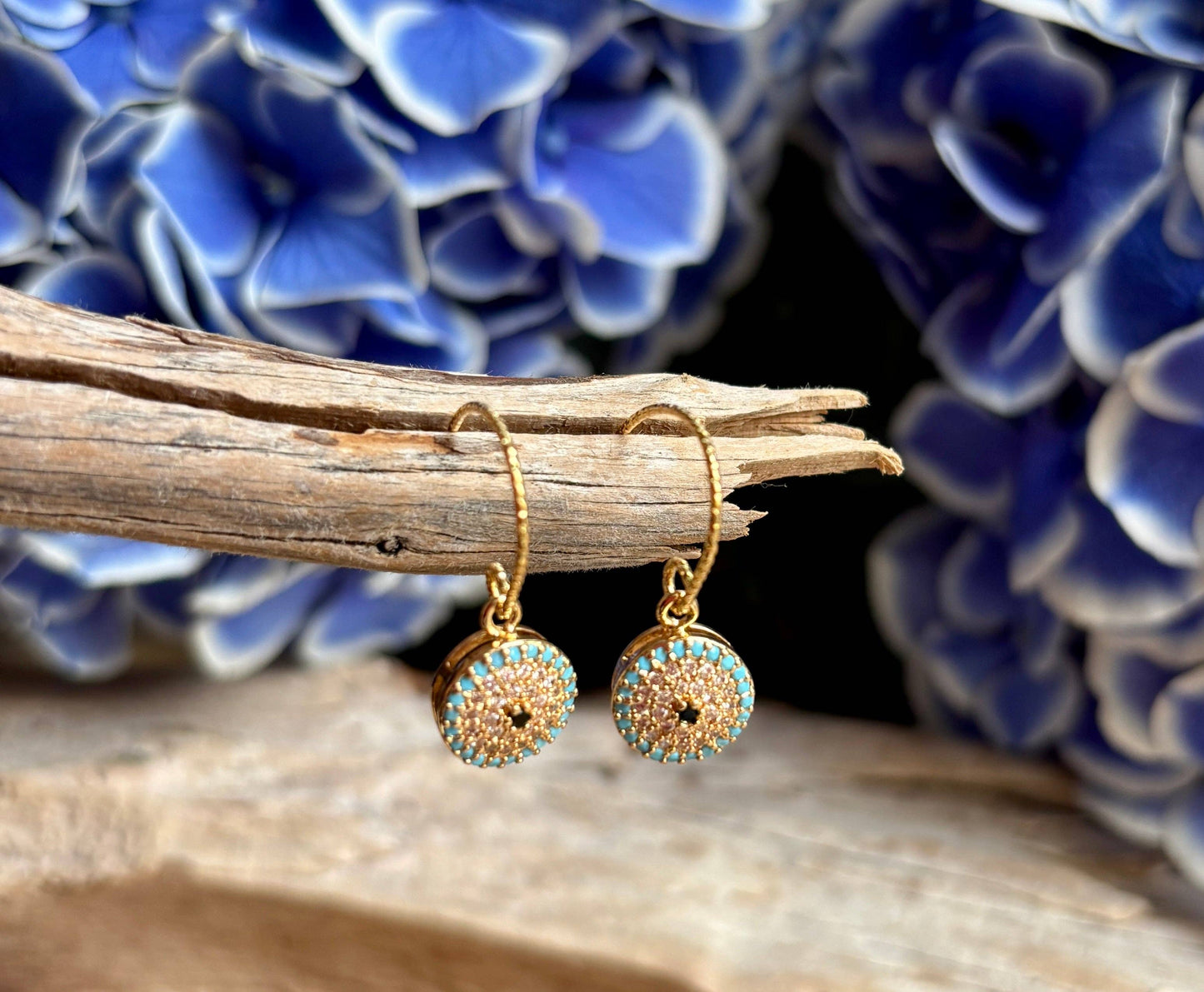 Ocean Ripples 14ct Gold Plated Celestial Eye Drop Earrings