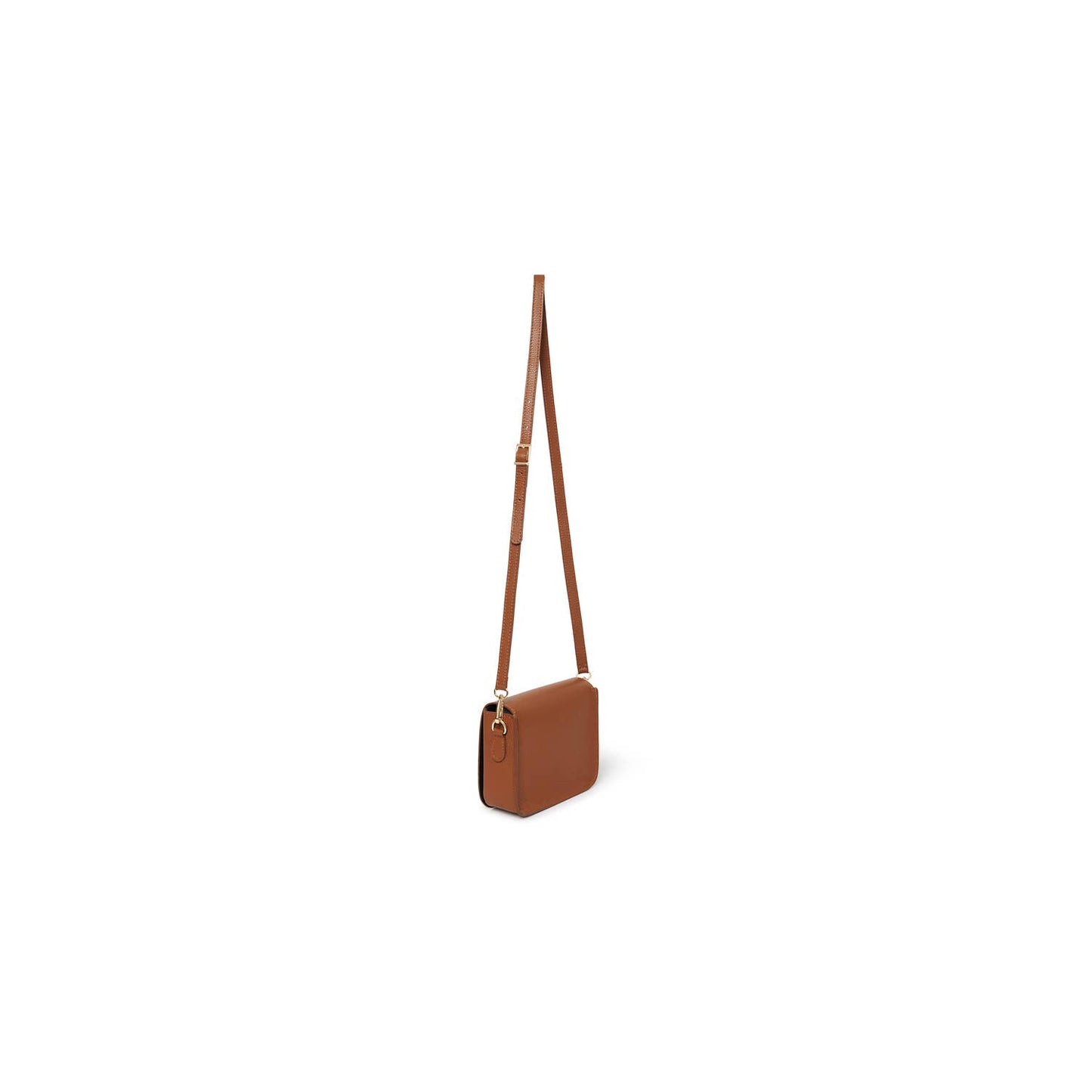 Italian Genuine Leather Crossbody Bag with Metal Clasp: Navy
