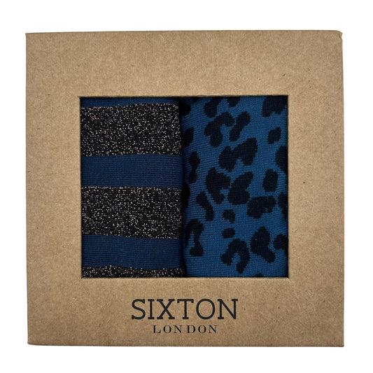Denim Leopard & Berlin sock box duo - Default Title
