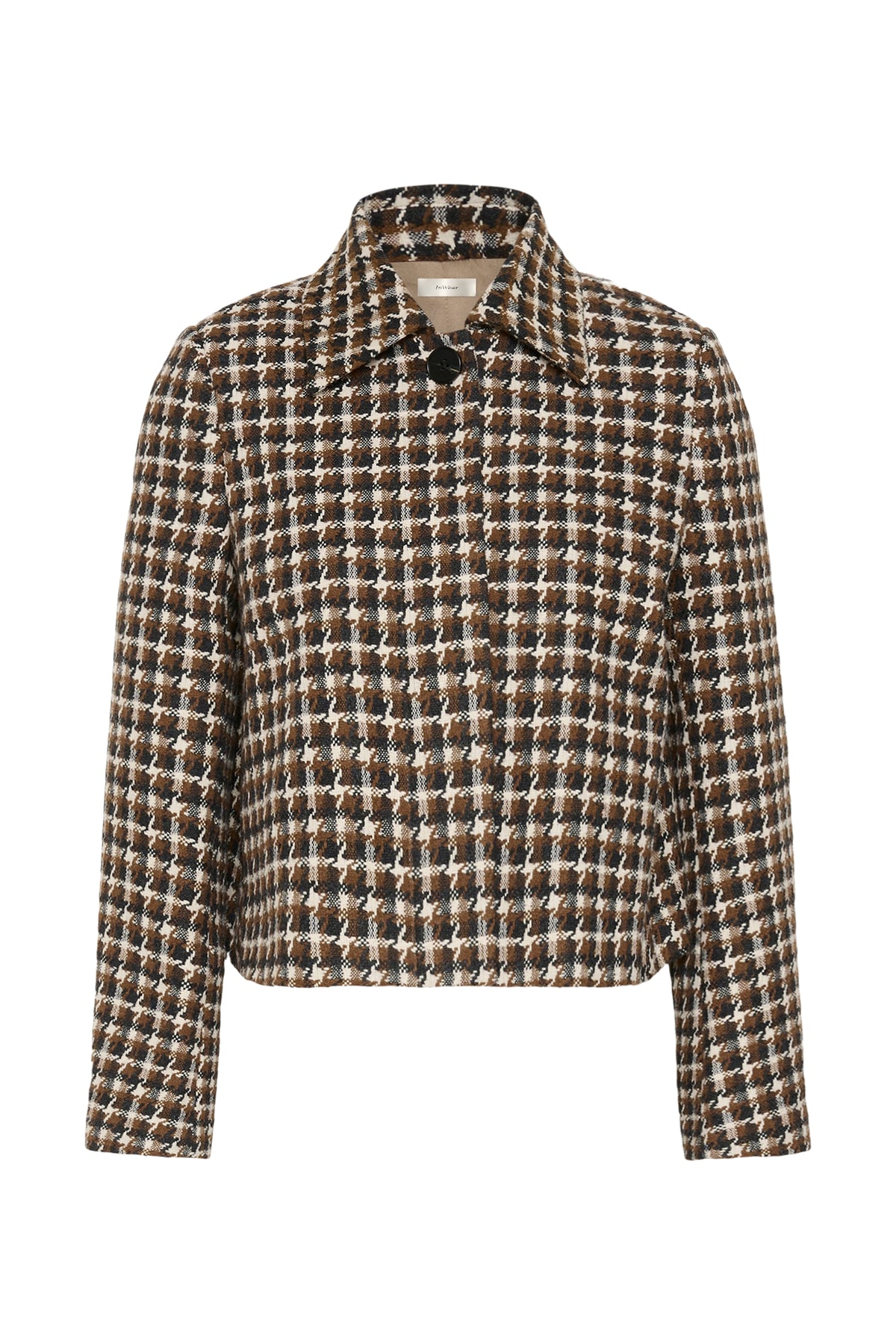 Inwear Carsonne checked cropped jacket in brown and black checks