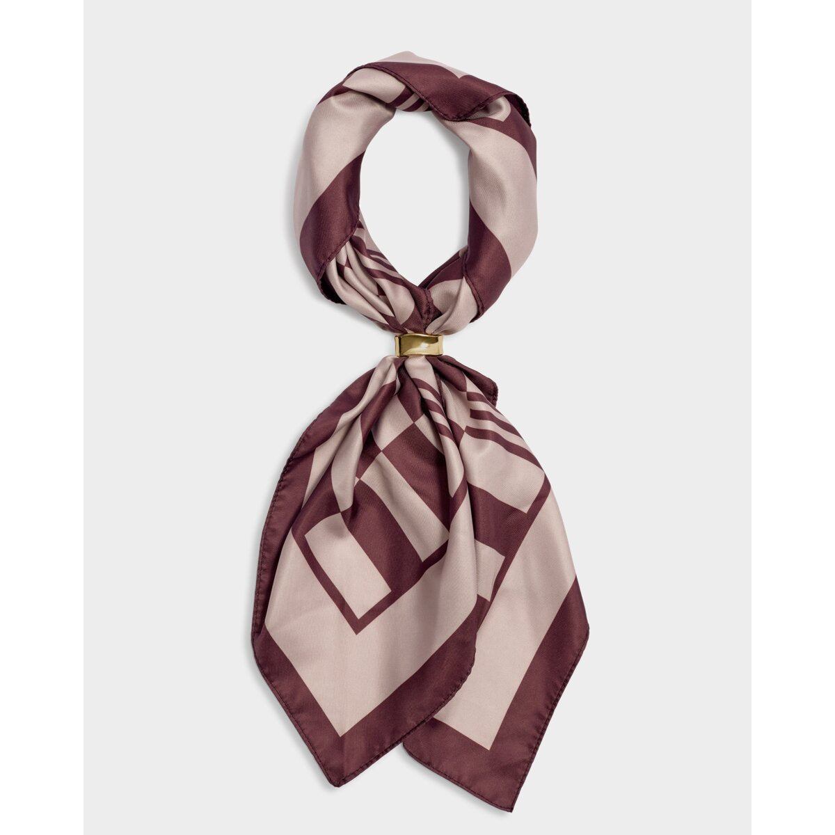 Katie Loxton Satin Multiway Scarf available in Pink & Cherry Check and Navy, Black & Light Blue Leopard Print