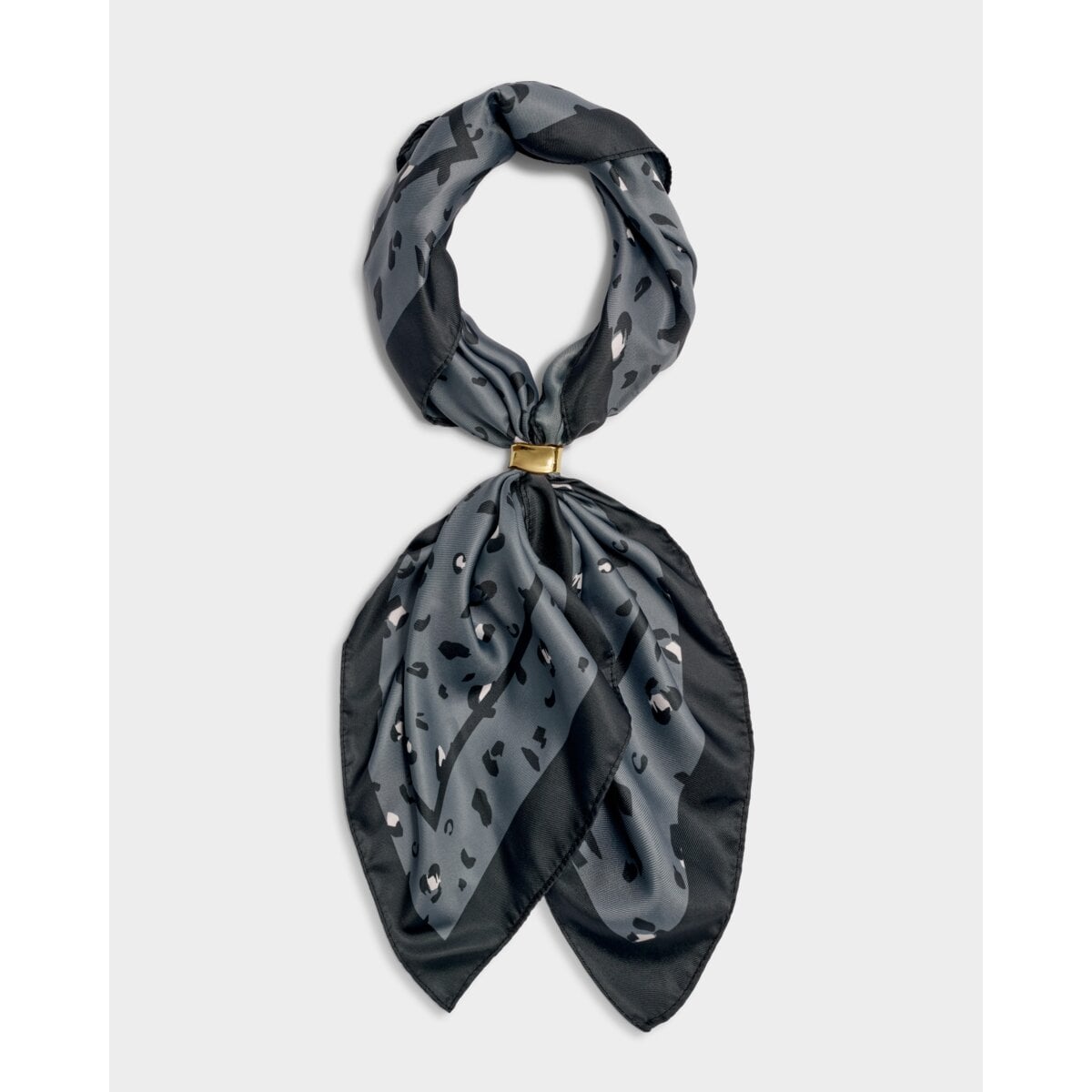 Katie Loxton Satin Multiway Scarf available in Pink & Cherry Check and Navy, Black & Light Blue Leopard Print