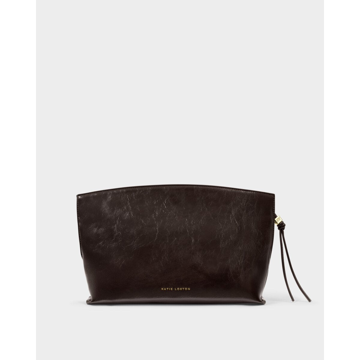 Katie Loxton Freya Clutch in Taupe Suedette and Bitter Chocolate Patent Crackle