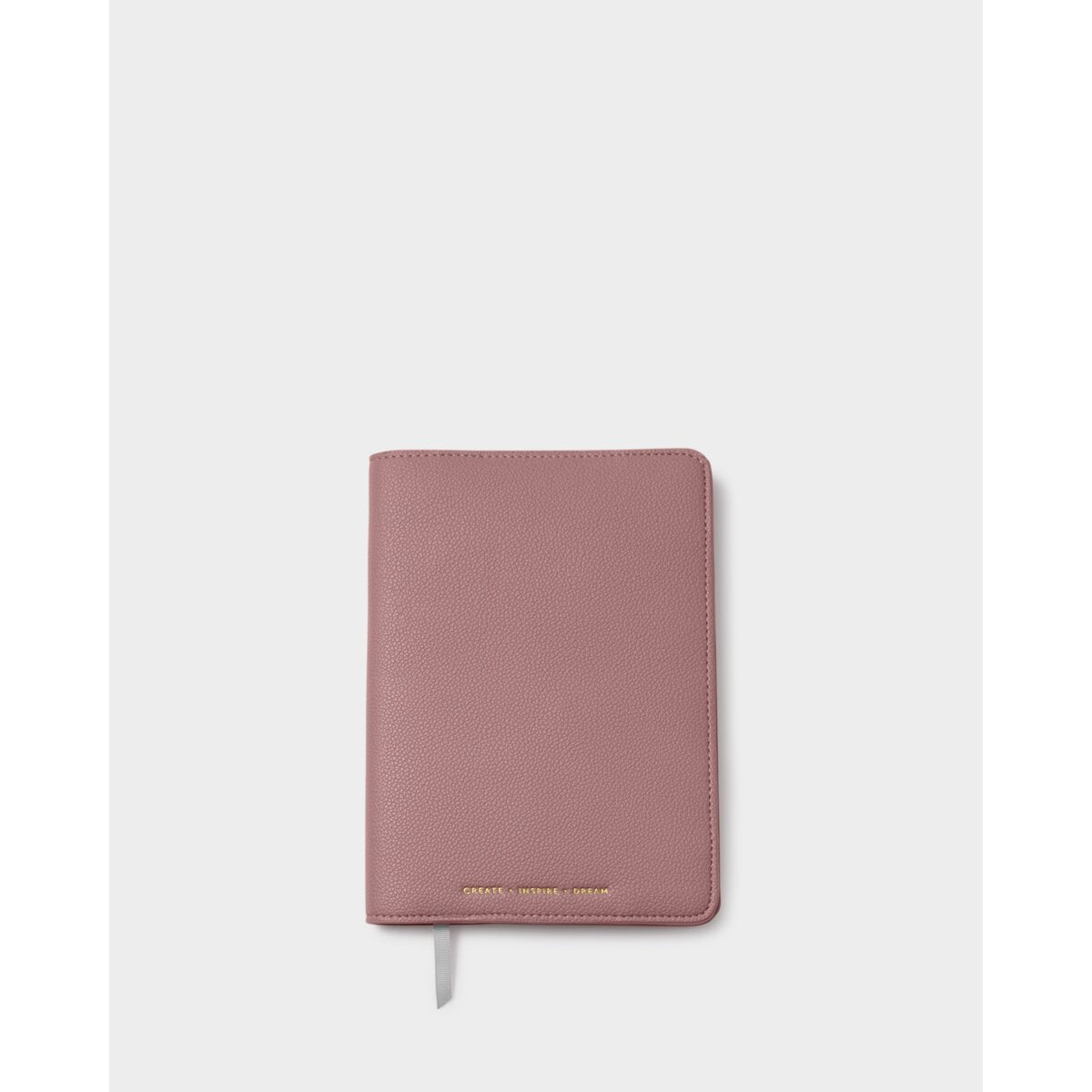 Katie Loxton Smooth Pebble Vegan Leather Notebook Cover and A5 Lined Notepad in Deep Rose and Light Taupe