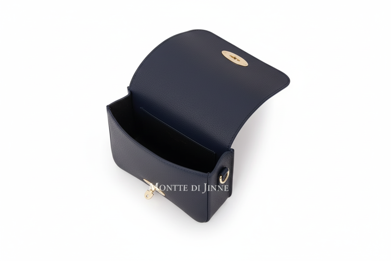 Italian genuine leather crossbody bag navy