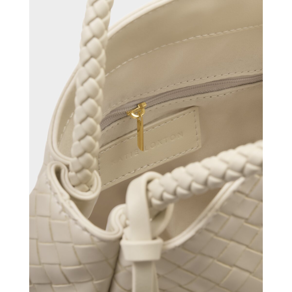 Katie Loxton Nova Woven Texture Top Handle Bag - Off White