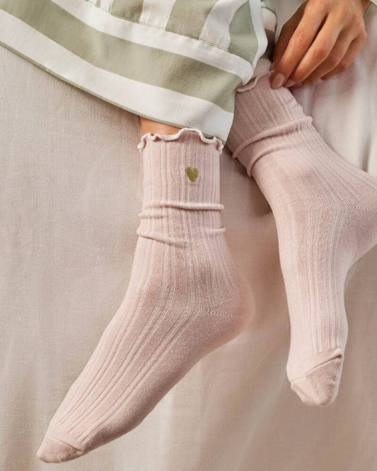 Katie Loxton Frill Socks Blush Pink Heart