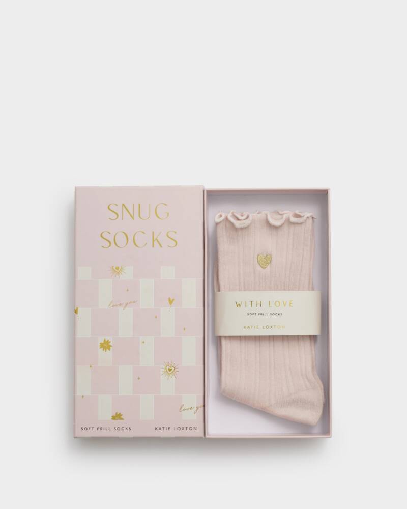 Katie Loxton Frill Socks Blush Pink Heart