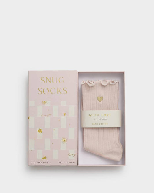 Katie Loxton Frill Socks Blush Pink Heart
