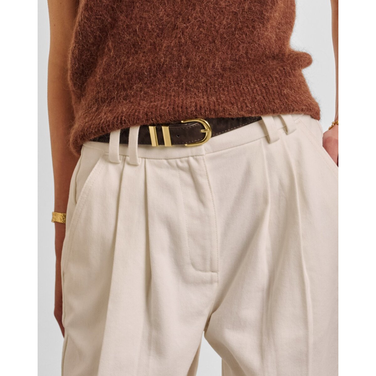 Katie Loxton Vegan Leather Buckle Belt in Chocolate Leopard