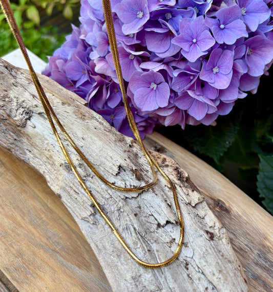 Ocean Ripples 18ct Gold Plated Long Snake Chain Necklace - Default Title