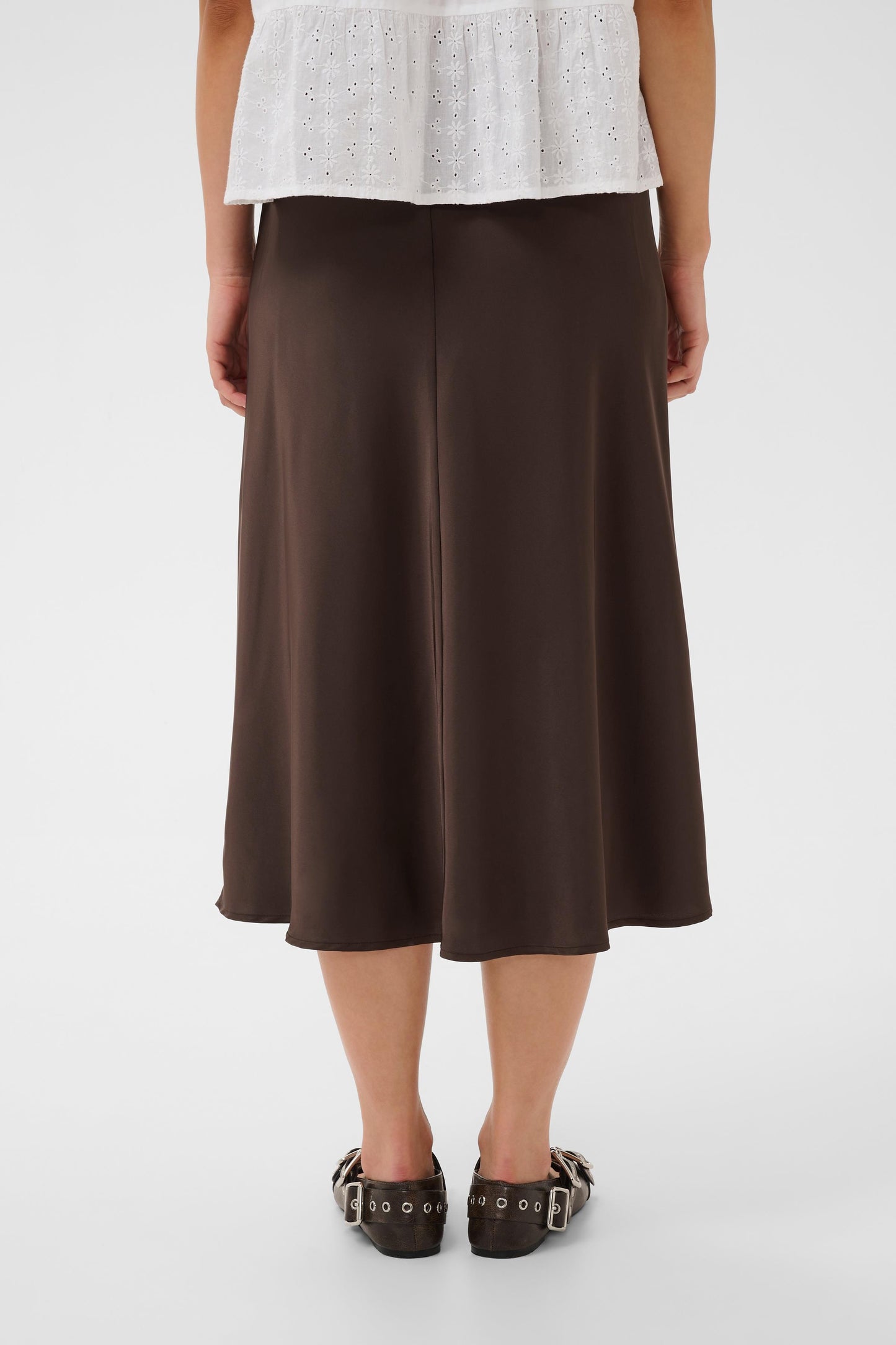 Saint tropez satin brown midi skirt