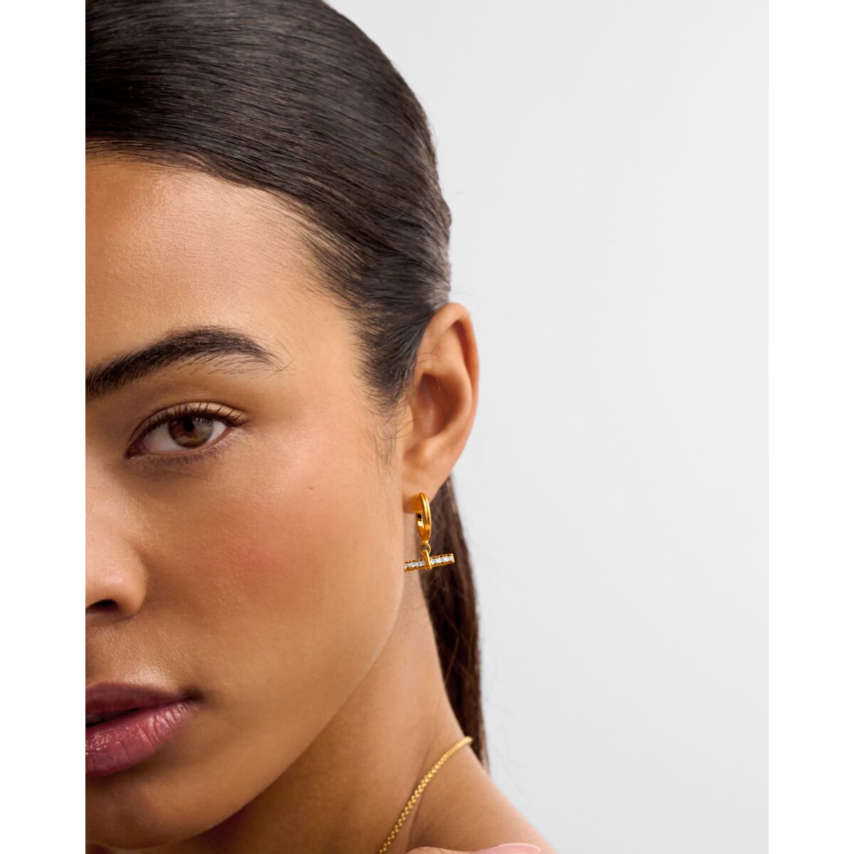 Katie Loxton Lustre Waterproof Gold T-Bar Hoop Earrings