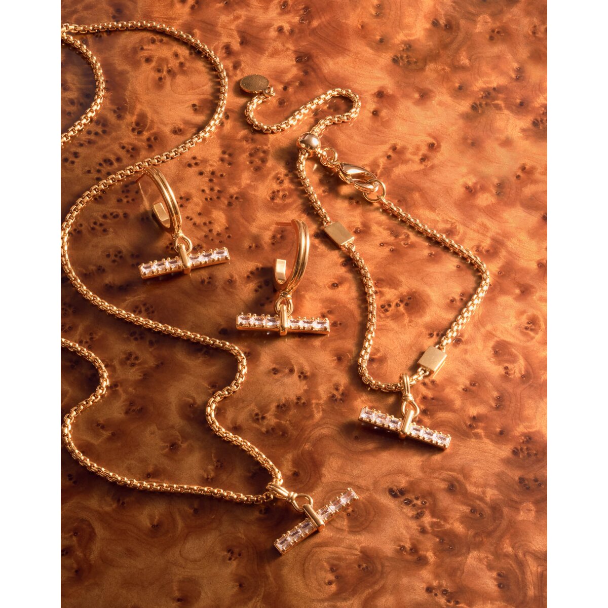 Katie Loxton Lustre Waterproof Gold T-Bar Hoop Earrings