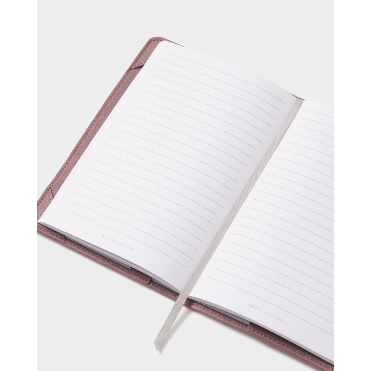 Katie Loxton Smooth Pebble Vegan Leather Notebook Cover and A5 Lined Notepad in Deep Rose and Light Taupe