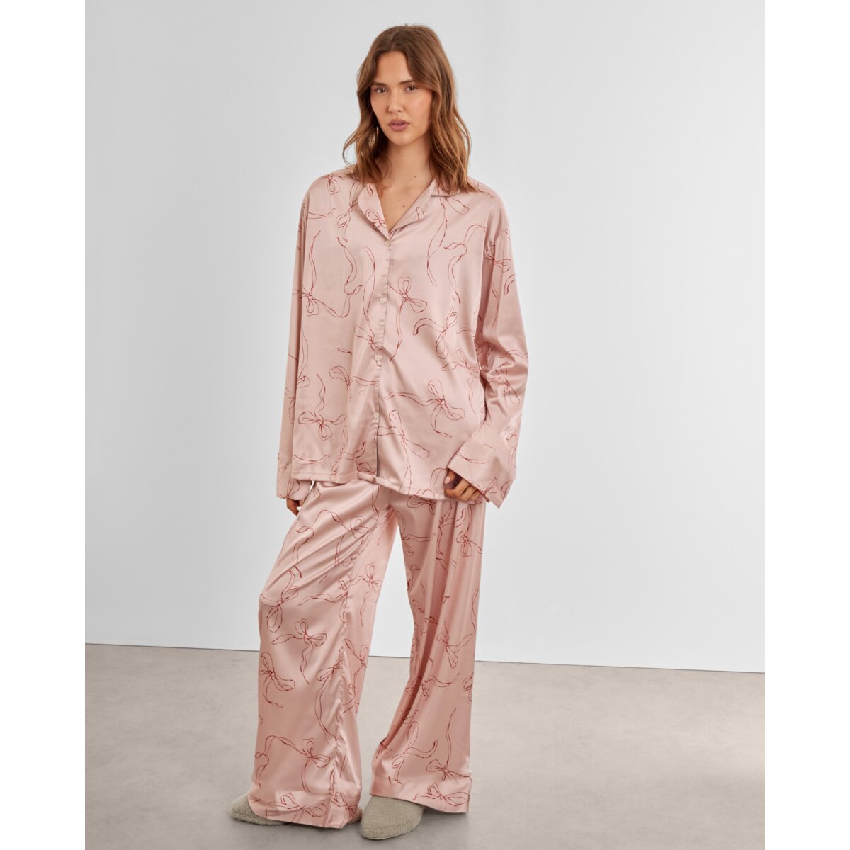 Katie Loxton Gift Boxed Pink Cherry Bow Pyjamas with 'Good Night Beautiful' Embroidered Cuff