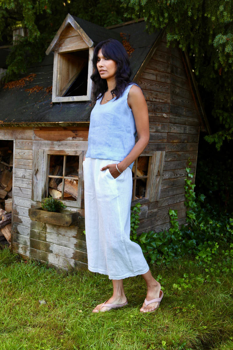 Sadie cropped linen trousers from Dear Prudence in oyster white