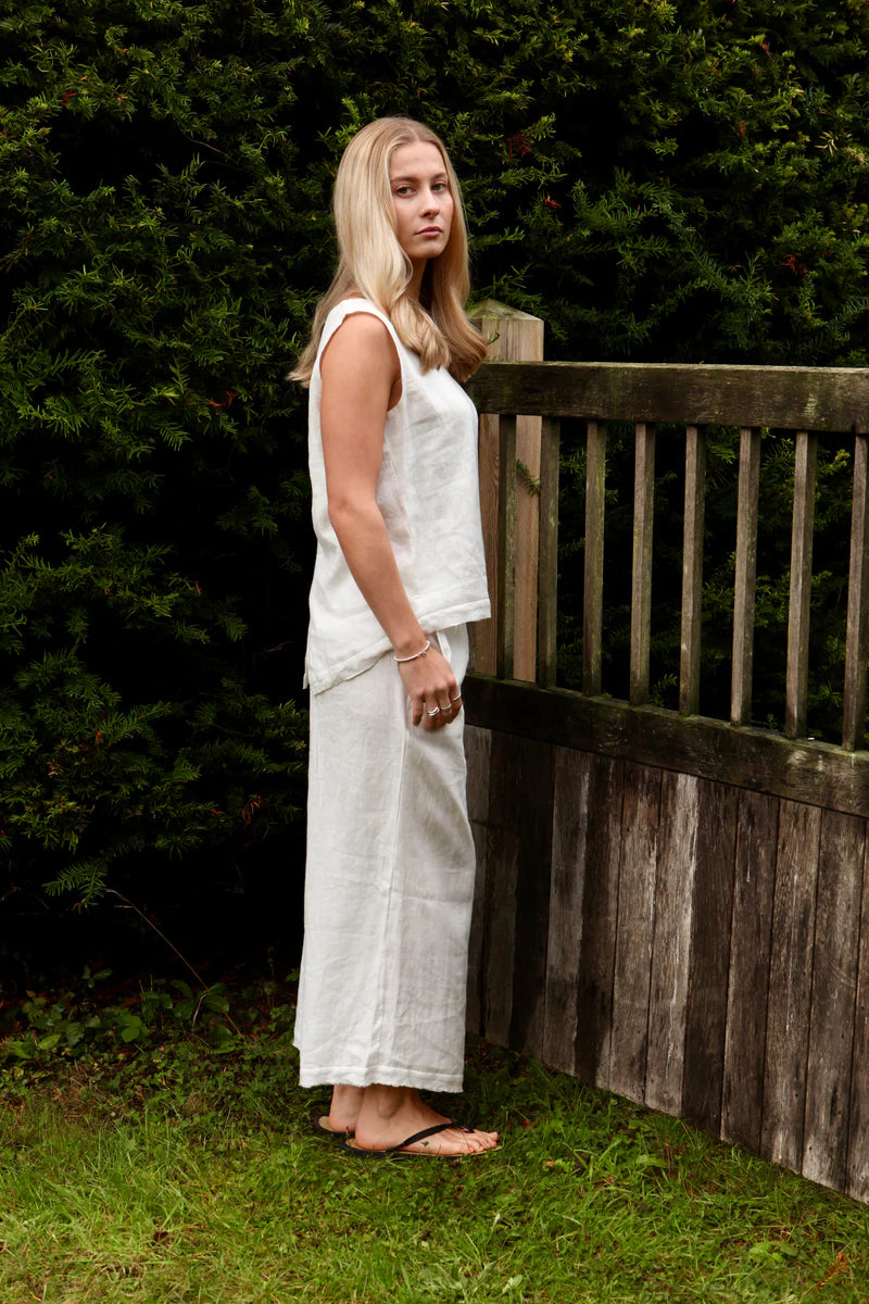 Sadie cropped linen trousers from Dear Prudence in oyster white