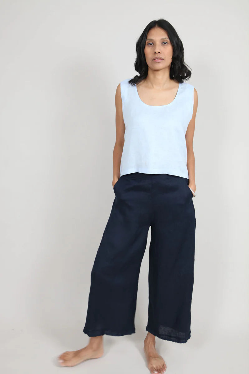 Sadie cropped linen trousers from Dear Prudence in midnight blue