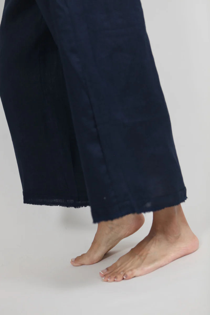 Sadie cropped linen trousers from Dear Prudence in midnight blue