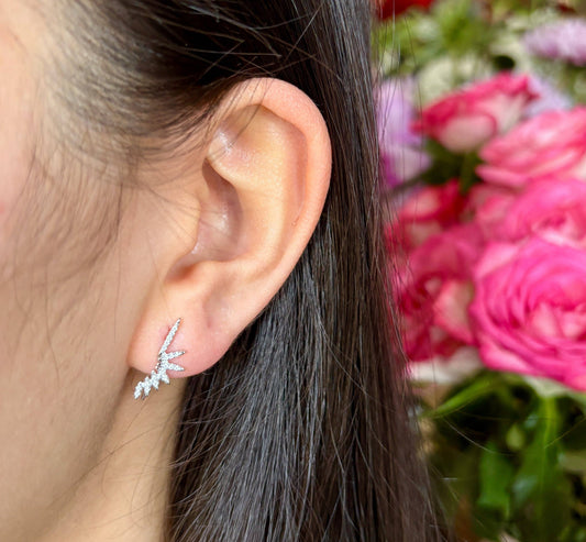 Ocean Ripples 925 sterling silver cubic zirconia celestial wings earrings.