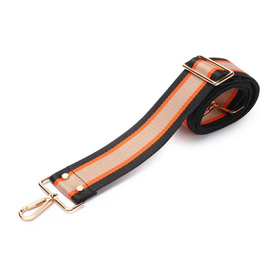 Elie Beaumont 5cm Strap - Orange  & Black Stripe